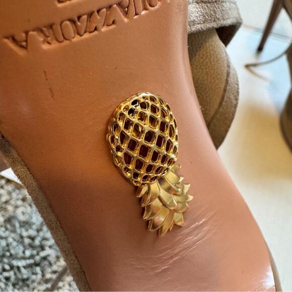 Aquazurra Sexy Thing Tan Leather Stiletto Heels Womens 8.5 Lace Up Luxury Shoes - Picture 8 of 10